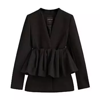 Блейзер Massimo Dutti Ruffle Suit Studio, черный