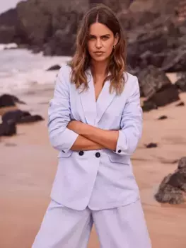 Блейзер Mint Velvet Double Breasted Linen, синий