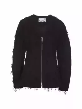 Блейзер на молнии с кисточками Ganni, черный