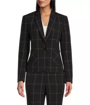 Блейзер на одной пуговице с длинными рукавами и накладным карманом Kasper Petite Size, черный