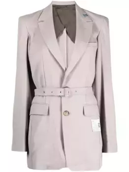 Блейзер на пуговицах с поясом Maison Mihara Yasuhiro, серый