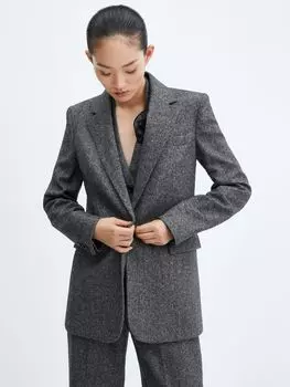 Блейзер Newblake из смесовой шерсти Mango, серый