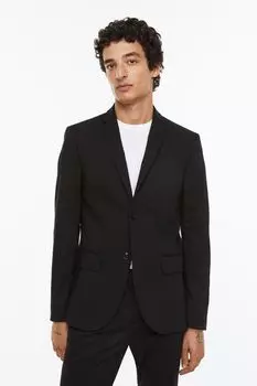 Блейзер облегающего кроя H&M, черный