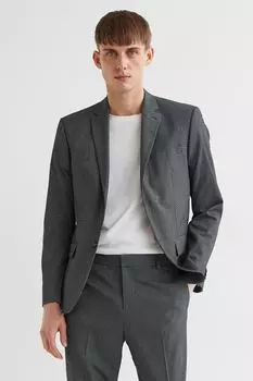 Блейзер облегающего кроя H&amp;M, темно-серый
