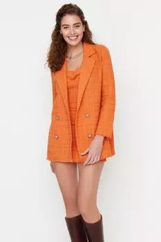 Блейзер - Оранжевый - Oversize Trendyol