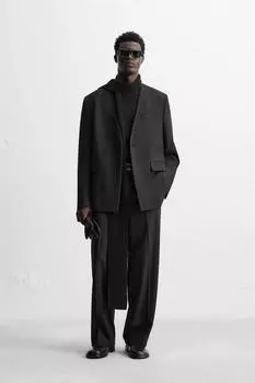 Блейзер от костюма без лацканов ZARA, черный