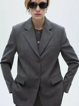 Блейзер от tauro в тонкую полоску Mango, серый