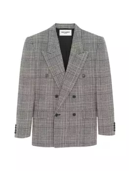 Блейзер оверсайз из шерсти принца Уэльского Saint Laurent, цвет craie noir gris