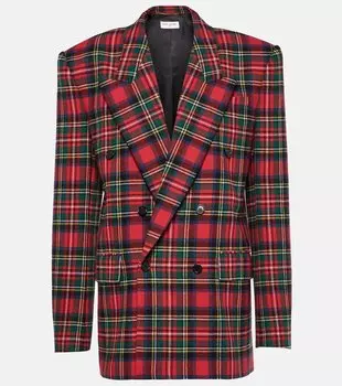Блейзер оверсайз из шерсти в клетку тартан Saint Laurent, мультиколор
