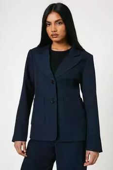 Блейзер Petite с накладными карманами и пуговицами Oasis, темно-синий