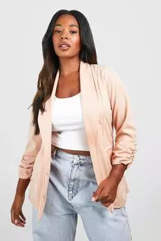 Блейзер Plus с лацканами и рюшами на рукавах boohoo, бежевый