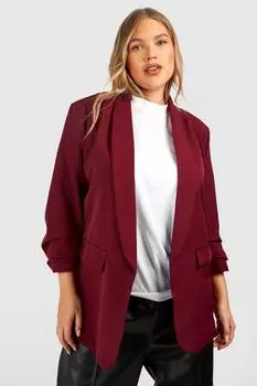 Блейзер Plus с рукавами и лацканами со сборками boohoo, красный