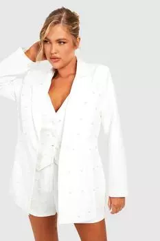 Блейзер Plus с жемчугом boohoo, белый