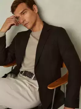 Блейзер Reiss Attire Textured Wool, цвет chocolate/brown