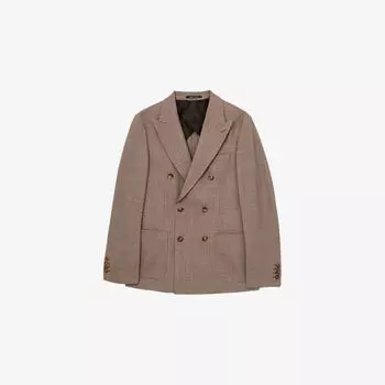 Блейзер Reiss Belmont двубортный из эластичного материала, коричневый