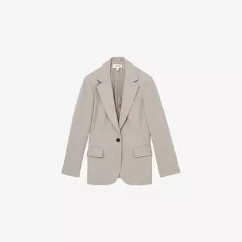 Блейзер Reiss Brittany однобортный из фактурной шерстяной ткани, бежевый