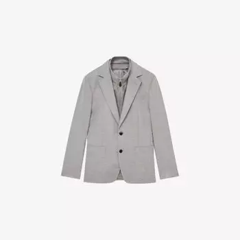 Блейзер Reiss из ткани с вставками-заплатами классического кроя, серый
