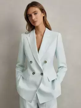 Блейзер Reiss Petite Lori Linen Blend Double Breasted, синий