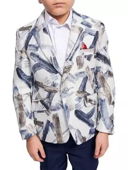 Блейзер с абстрактной принтом для маленьких мальчиков и мальчиков Elie Balleh, темно-синий