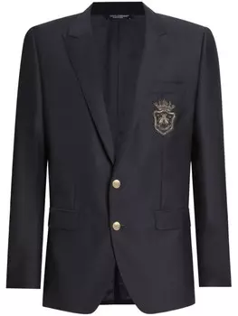 Блейзер с аппликацией логотипа Dolce & Gabbana, синий