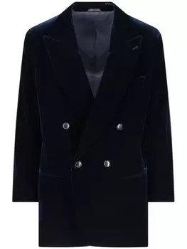Блейзер с бархатной отделкой Giorgio Armani, синий