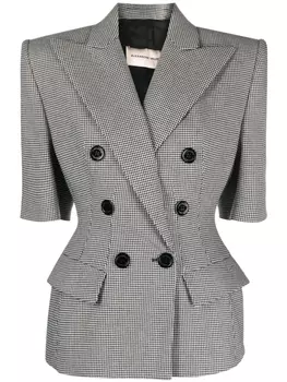 Блейзер с короткими рукавами и узором в ломаную клетку Alexandre Vauthier, черный