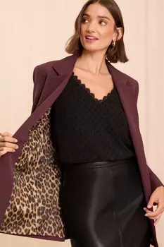 Блейзер с леопардовым принтом на подкладке Love & Roses, красный