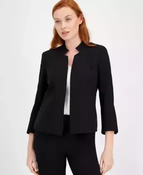 Блейзер с открытой полочкой и воротником-звездой Anne Klein, черный