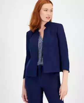 Блейзер с открытой полочкой и воротником-звездой Anne Klein, синий