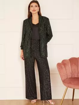 Блейзер с пайетками Yumi, темно-зеленый