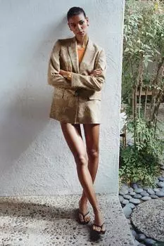 Блейзер с принтом и подплечниками ZARA, разноцветный