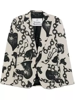 Блейзер с принтом «Сердце и цепь» Vivienne Westwood, серый