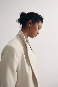 Блейзер с присборенными рукавами H&M, бежевый