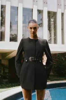 Блейзер с пряжкой на ремне ZARA, черный