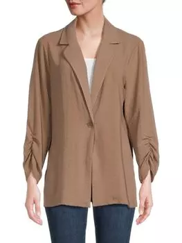 Блейзер с рукавами 3/4 со сборками Adrianna Papell, цвет Cocoa