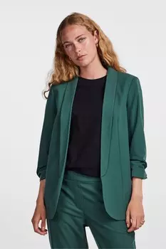 Блейзер с рюшами на рукавах Pieces, зеленый