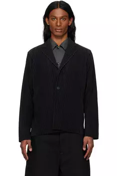 Блейзер с сетчатой отделкой Homme Pliss Issey Miyake, черный