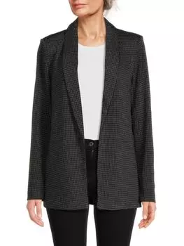 Блейзер с шалевым воротником и узором «гусиные лапки» Saks Fifth Avenue, цвет Black Grey