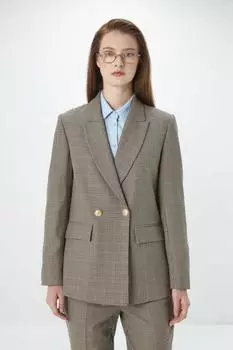 Блейзер с узором «гусиные лапки» Gusto, коричневый