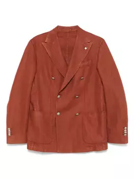 Блейзер с узором «ёлочка» LUIGI BIANCHI MANTOVA, коричневый