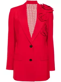 Блейзер с V-образным вырезом и цветочной аппликацией VALENTINO GARAVANI, красный