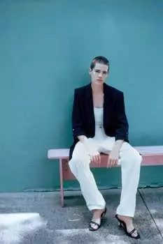 Блейзер с закатанными рукавами ZARA, темно-синий