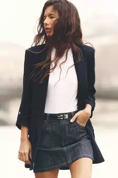 Блейзер с закатанными рукавами ZARA, темно-синий