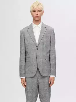 Блейзер SELECTED HOMME Linen Check, цвет flint gray