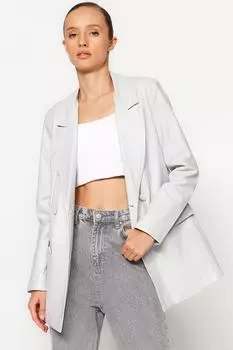 Блейзер - Серый - Классический крой Trendyol, серый