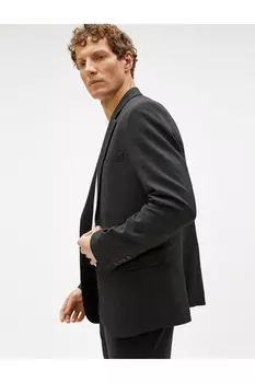 Блейзер Slim Fit на пуговицах с детальным карманом Koton, серый