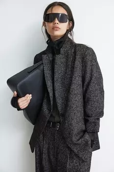Блейзер со сборками на рукавах H&M, черный