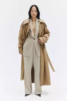Блейзер со сборками на рукавах H&M, бежевый