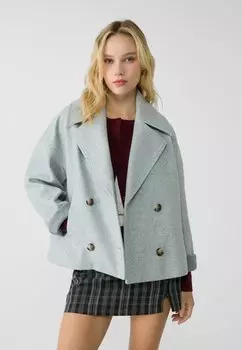 Блейзер SOFT WRAP Stradivarius, серый