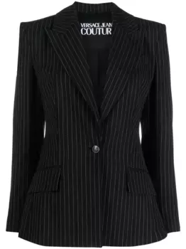 Блейзер строгого кроя в тонкую полоску Versace Jeans Couture, черный